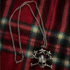 Silver Skull and Crossbones Necklace